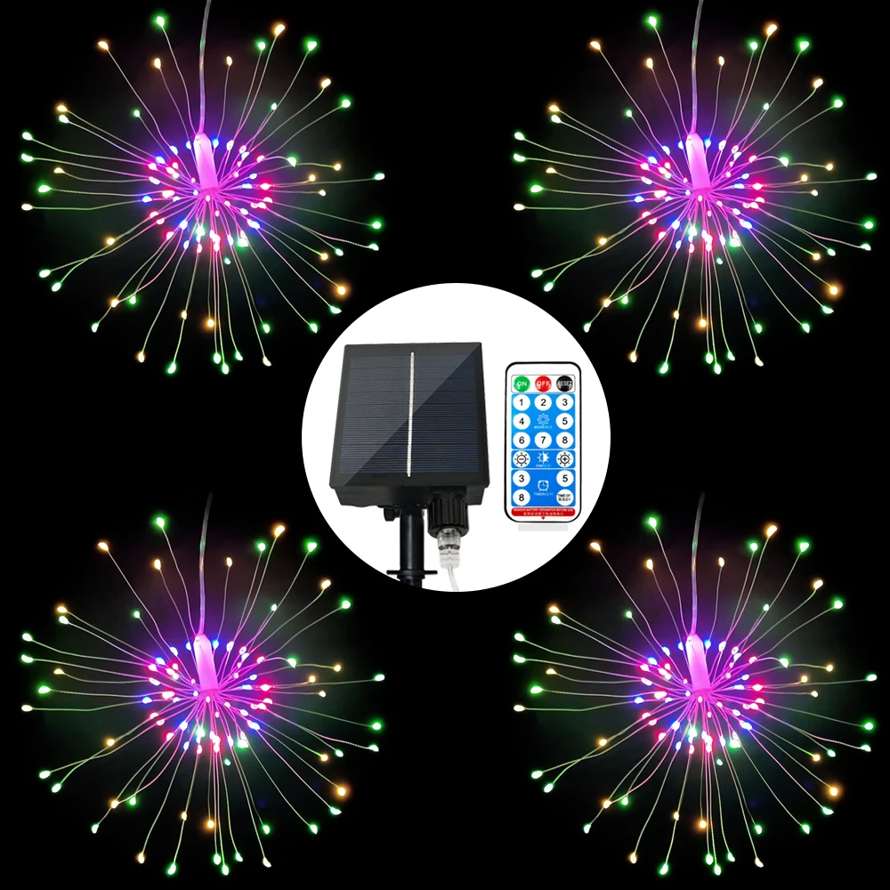 Outdoor 480L Christmas Decoration Solar Power Lights Starburst String Lights Fairy Twinkle Lights With Remote Control