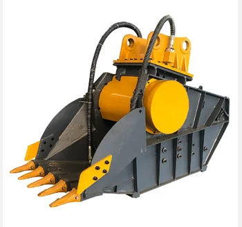 Hydraulic Excavator Attachment Sieve Crusher Bucket For Topsoil Compost Asphalt Sand Gravel Rock Crusher Bucket