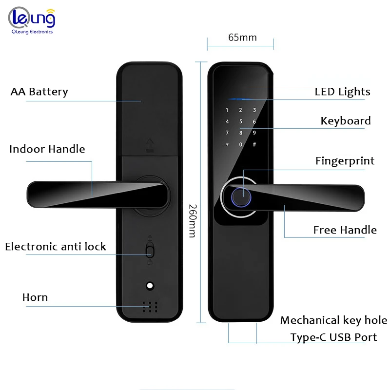 S802 Smart Fingerprint Password Door Lock Tuya TTLock App Remote Control Keyless Smart Lock Door for Home Office
