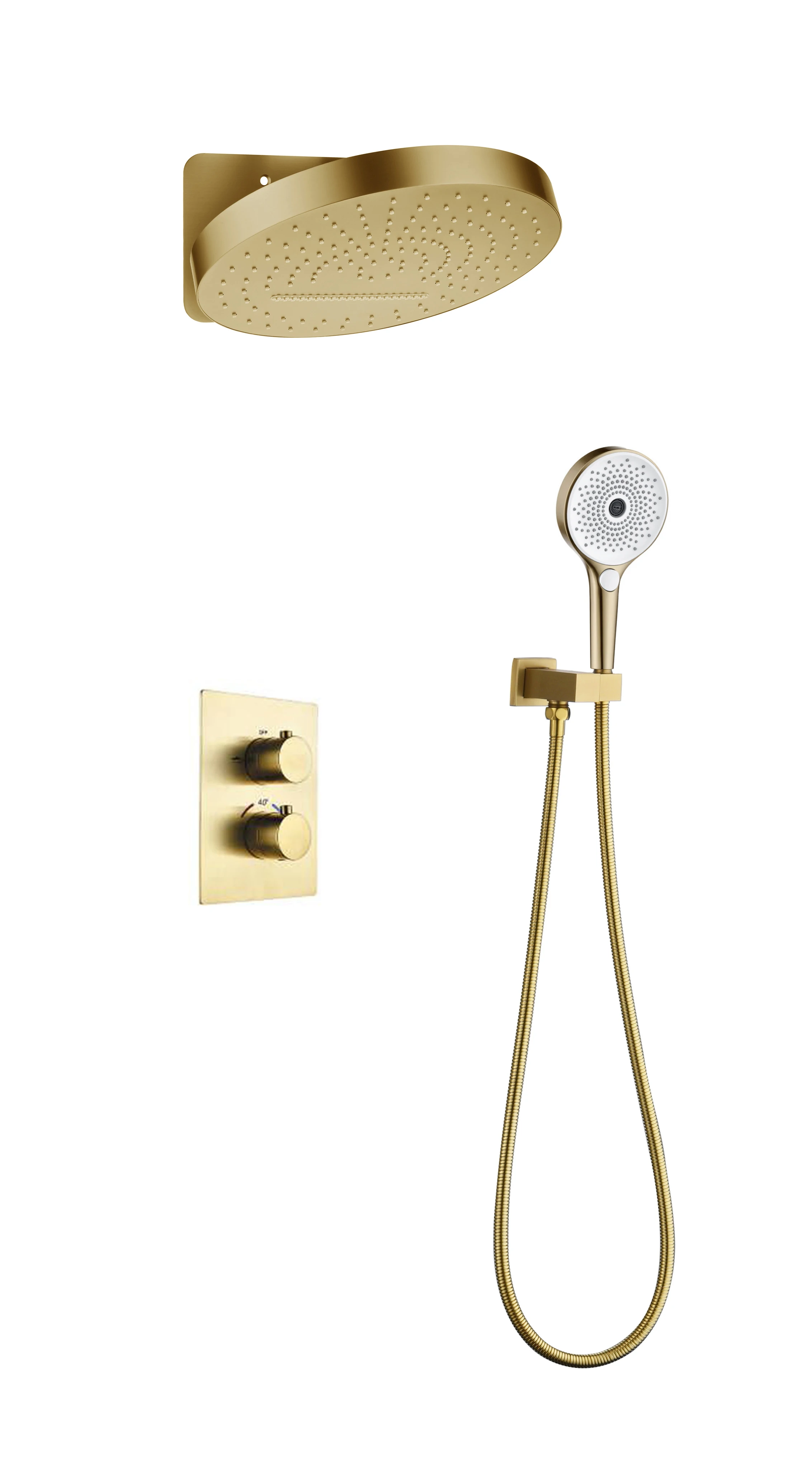Curated visual reference: Visual Reference: 2023 High End Luxury Bathroom Brass Shower System Set Concealed
