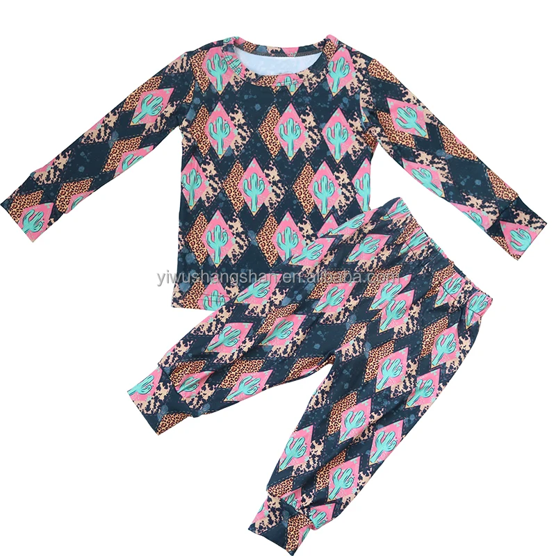 Baby Girls Cactus Pajamas Cactus Long Sleeve Pajama Set In Green