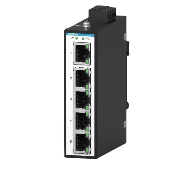 5-Port 100M Industrial Grade IP40 Protection Ethernet Switch DIN Rail High Stability Plug Play RJ45 SNMP QoS RIS3005-4T1P