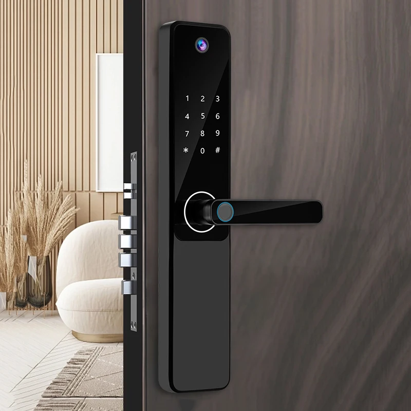 Factory Price S802Pro Smart Camera Lock Fingerprint Card Code Key Smart Tuya Wifi Phone Control Digital Door Lock