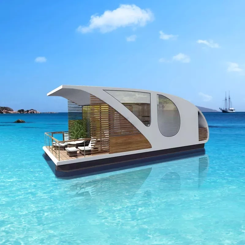Yacht Style Floating Boat Prefab Container Hotel House on Water Floating Hotel Houseboat Tiny House Mobile Housing Modular Home