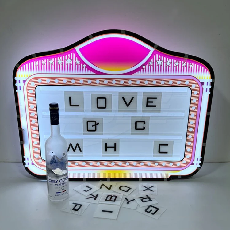 Oem Custom Led Message Board Sign Champagne Vip Glorifier Marquee Led