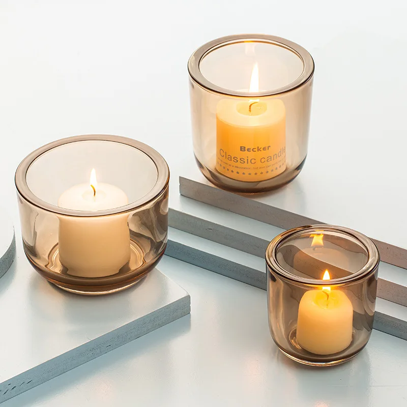 Luxury Empty clear Thick Walled Bottom Glass Candle Jar Box