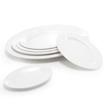 Manufacture Dinnerware White Plastic Melamine Oval Dinner Plates For Restaurant