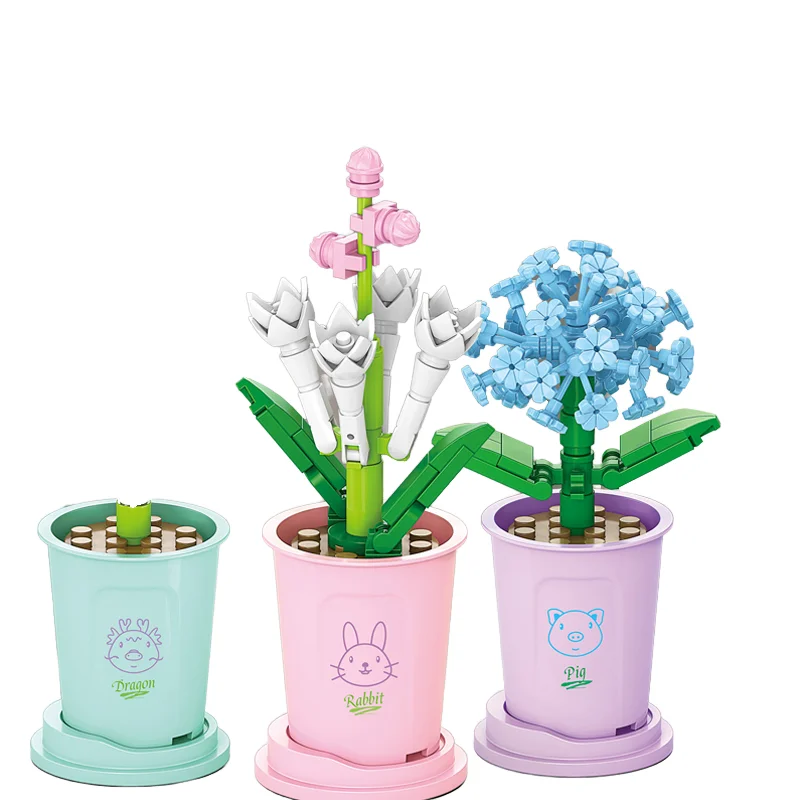 Set Fiori In Mattoncini Da Costruzione 588 Pezzi, Con Base E Coperchio Antipolvere, Regalo Per Bambine Da 6 Anni - 4