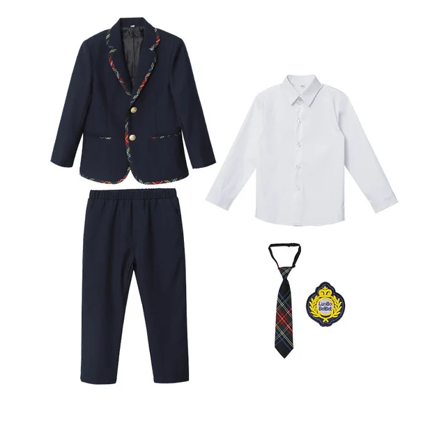 Students Class Party Performance Suit Set Spring Autumn Children School Uniform Outfit Kids Blazer Pants /jk Skirts Clothing Set