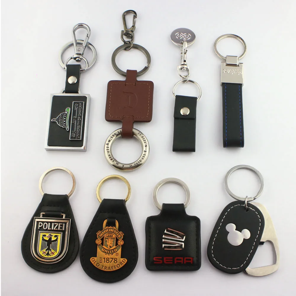Fashion Custom Leather Key Chain Logo Car Metal Leather Key Chain