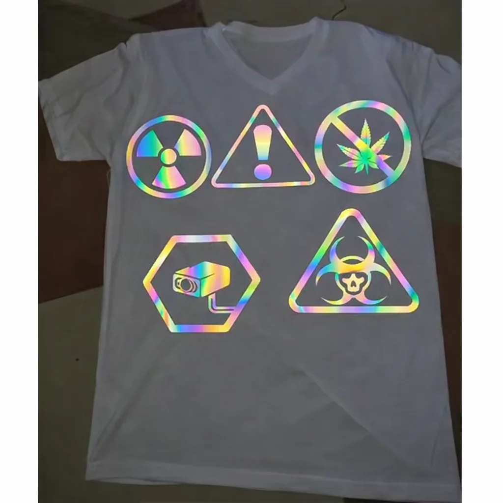 Rainbow 3m Reflective Tee Shirt Custom Printing logo Big and Tall Tshirt Oversized T-shirt Colorful Plus Size Men's T-shirt