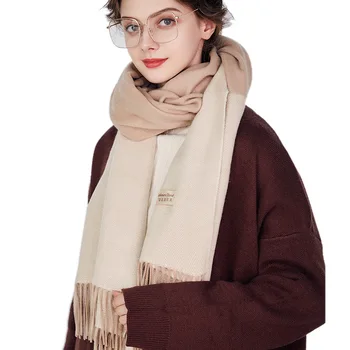 Women's Wool Scarf Winter Herringbone Pattern Solid Color Thick Warm Scarf Large Shawl Wholesale Custom Ladies Winter Scarves