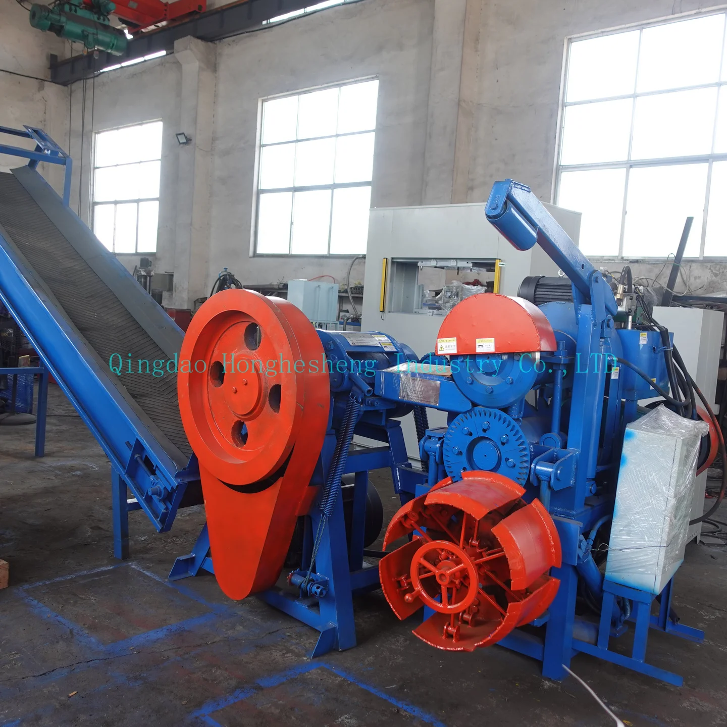 Tire Automatic Cutting Machine,Tire Strip and Block Cutter with Conveyor Belt,tire Block Cutter 3T/h