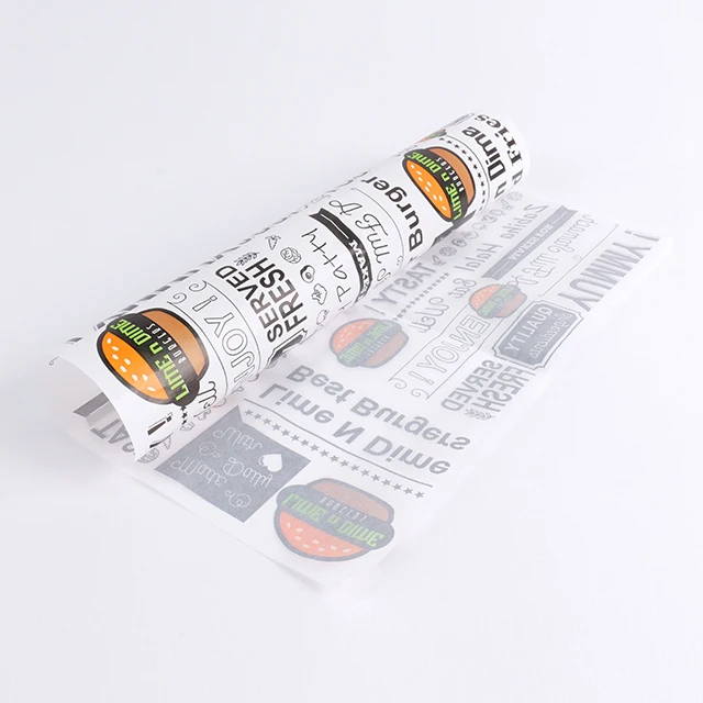 Eco-friendly Customized Hamburger Food Packaging Grease Proof Paper Food Grade Material Coated Paper factory