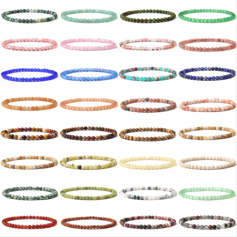 Feng Shui Healing Power Natural Gemstone Bead Bracelet 4mm Beads Couple Bracelet Customized Luxury Crystal Women Jewelry