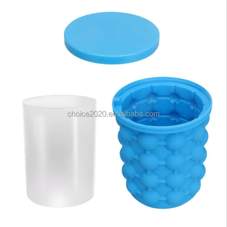 Outdoor Round Plastic Ice Bucket With Lid Silicone Ice Bucket Bar