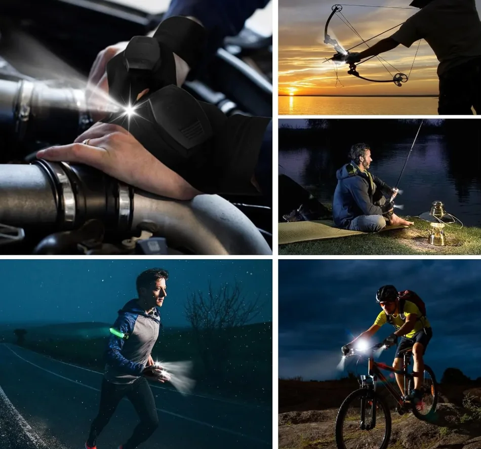Rechargeable LED Flashlight Glove Outdoor with Lights Novelty Fishing Gifts for Men Dad Tool Gadgets Gifts for Repairing Fishing