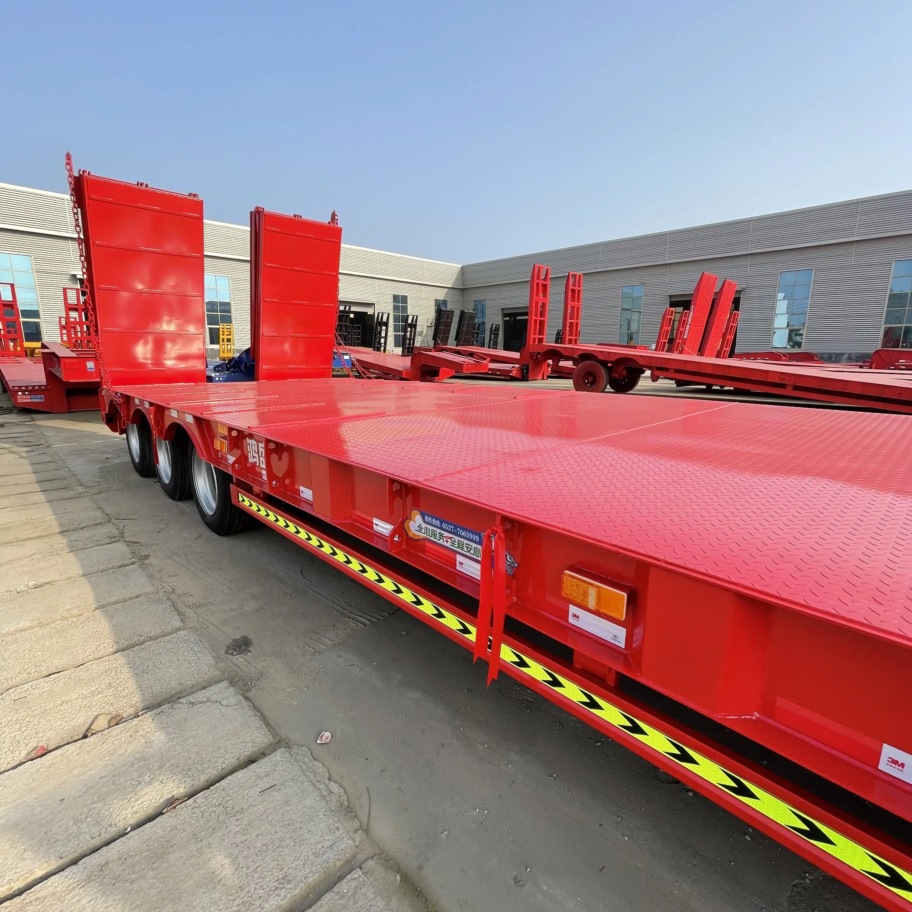 Gooseneck Lowboy 3-осевой прицеп с наклонным скольжением стандартная низкая кровать грузовик