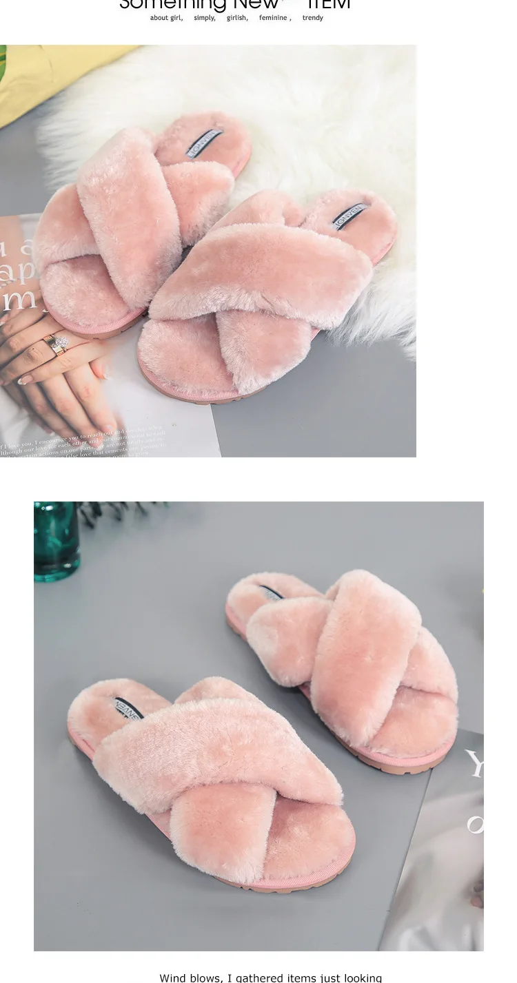 Custom Plush Slippers Solid Color Soft Flat Sandal Women And Child ...