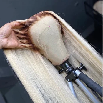 Ombre T4/613 Transparent Lace Front Human Hair Wig For Women Virgin Cuticle Aligned Hair 613 Blonde Hd Full Lace Frontal Wigs