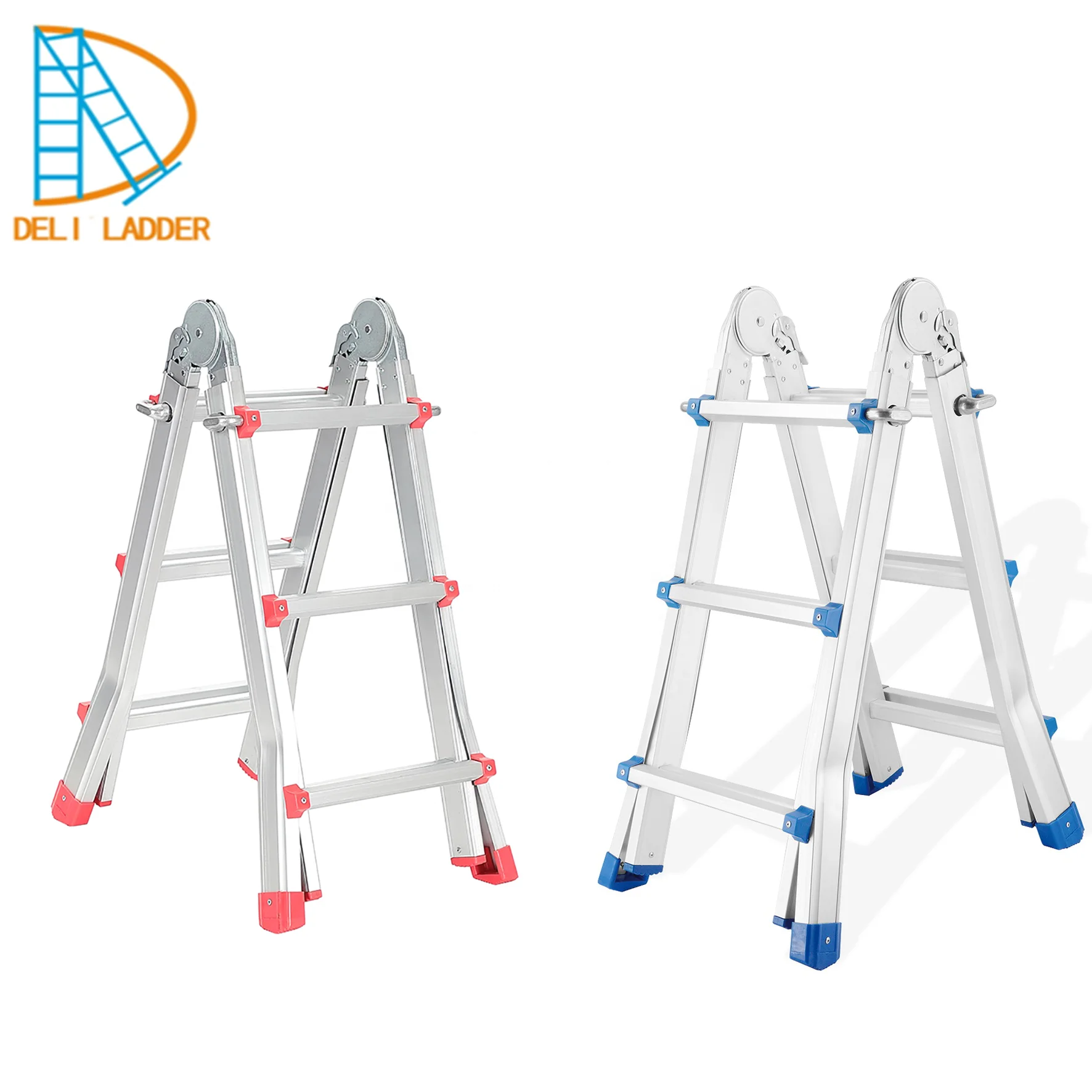 DELILADDER Multipurpose Big Hinge 4x7 Folding Step Ladders Retractable Multipurpose Aluminium Ladder