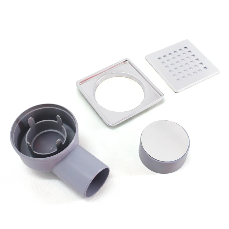 Plastic Point Drain With square Shape and square Holes Pattern High Quality SS304 or SS201 Available With Dry and Wet Siphon