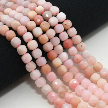 Natural Pink Opal From Peruvian Edge Faceted Cube Beads 5mm