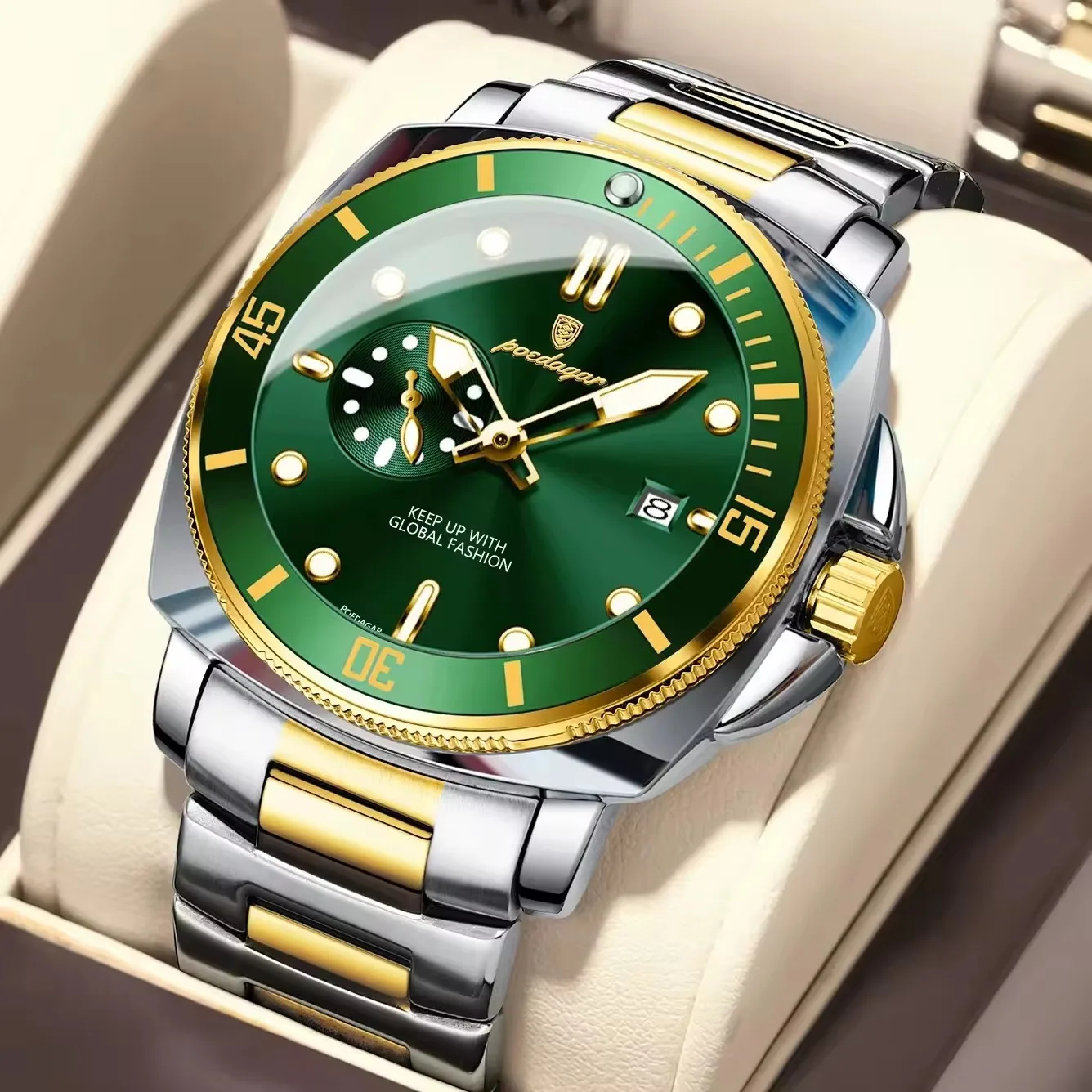 Poedagar 873 High Quality Men Quartz Watch Stainless Steel Strap Waterproof Luminous Cal aperçu 11