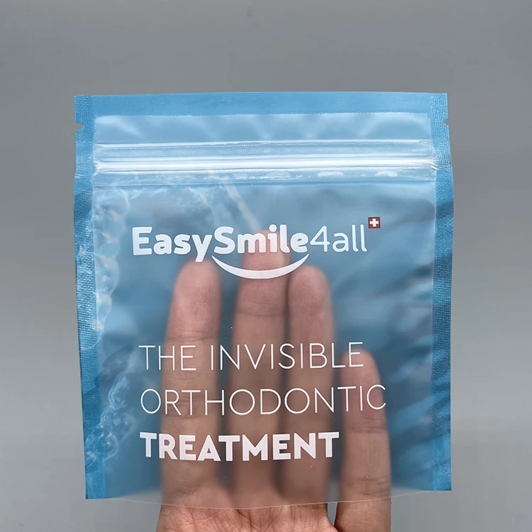 Aligner Packaging Zipper Bag Orthodontic Packaging Bag Frosted One Side Transparent Matt Mylar