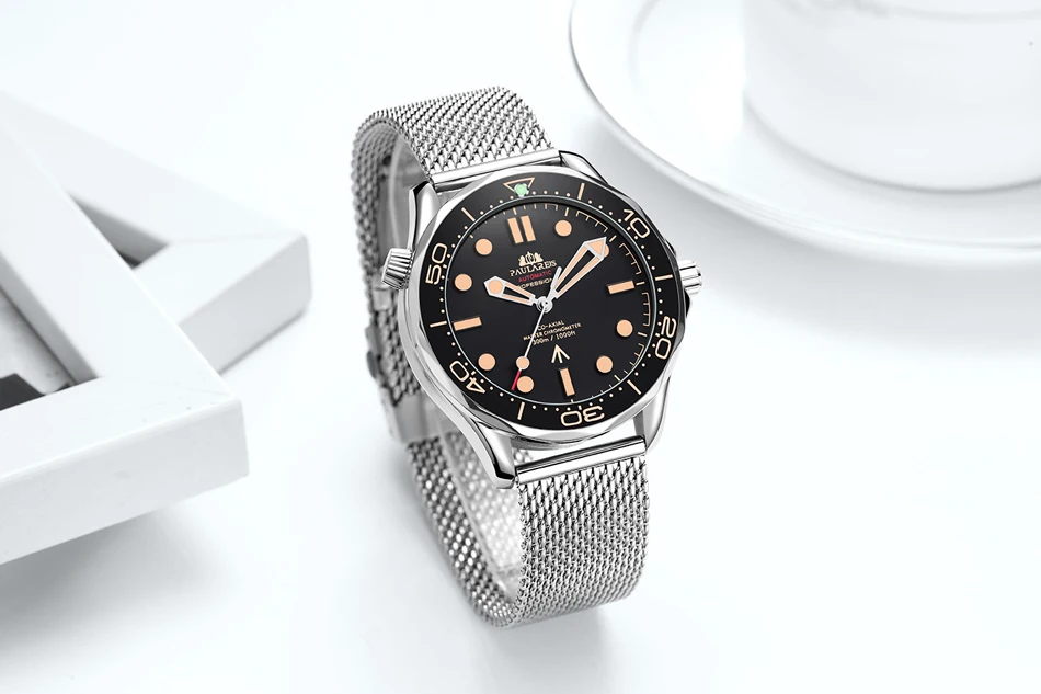 Paulareis Automatic Self Wind Mechanical Net Stainless Steel Nylon Strap Luxury Men New Limited Watch