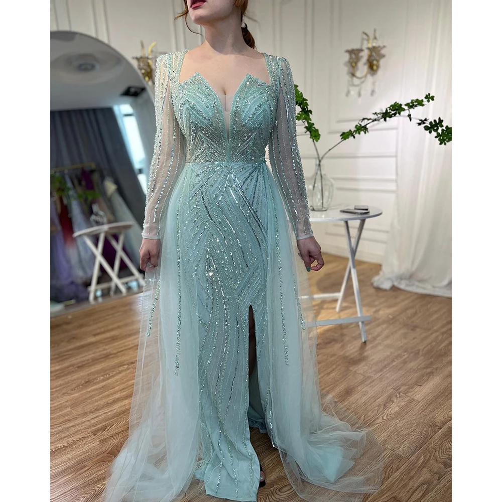 Beaded Mermaid Wedding Gown in Purple/Caramel/Turquoise Full