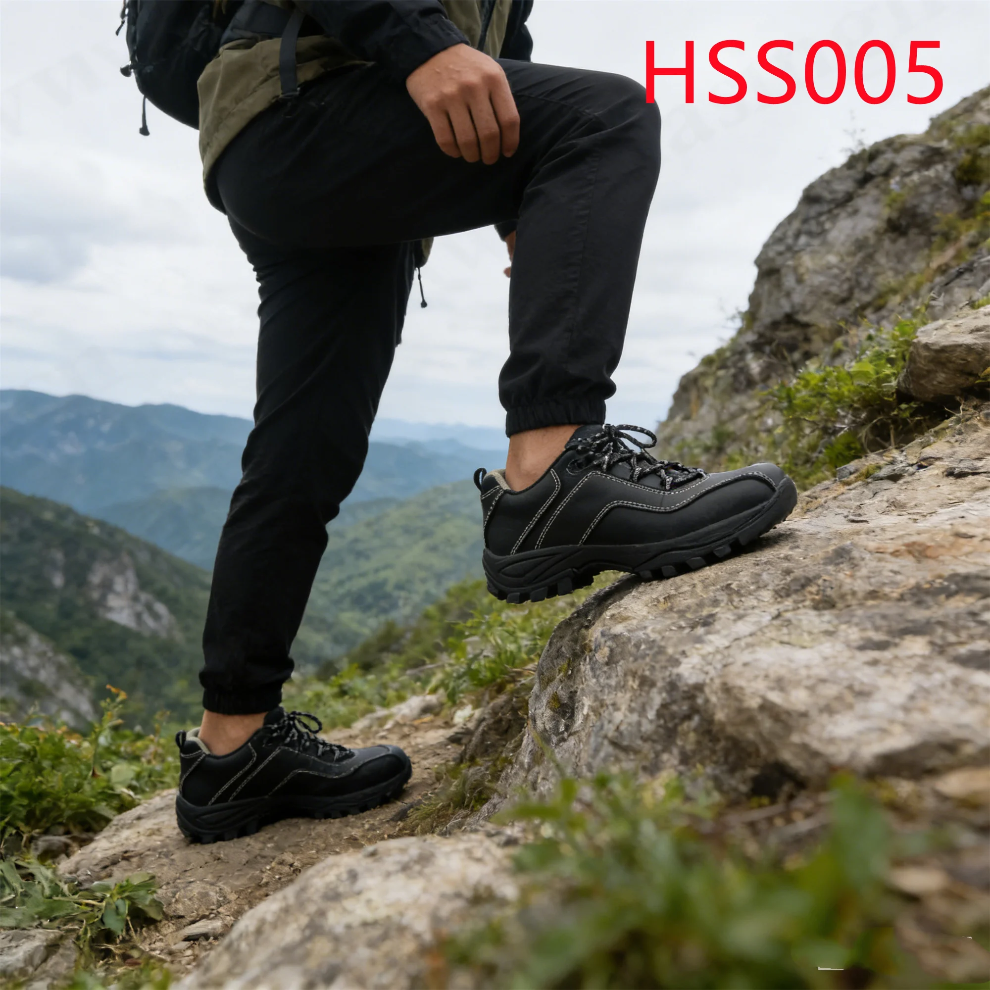 HY,Multi-sport Activities Low-cut Black Sport Safety Shoes Team Training Elasticity EVA+Rubber Sole Outdoor Hiking Shoes HSS005