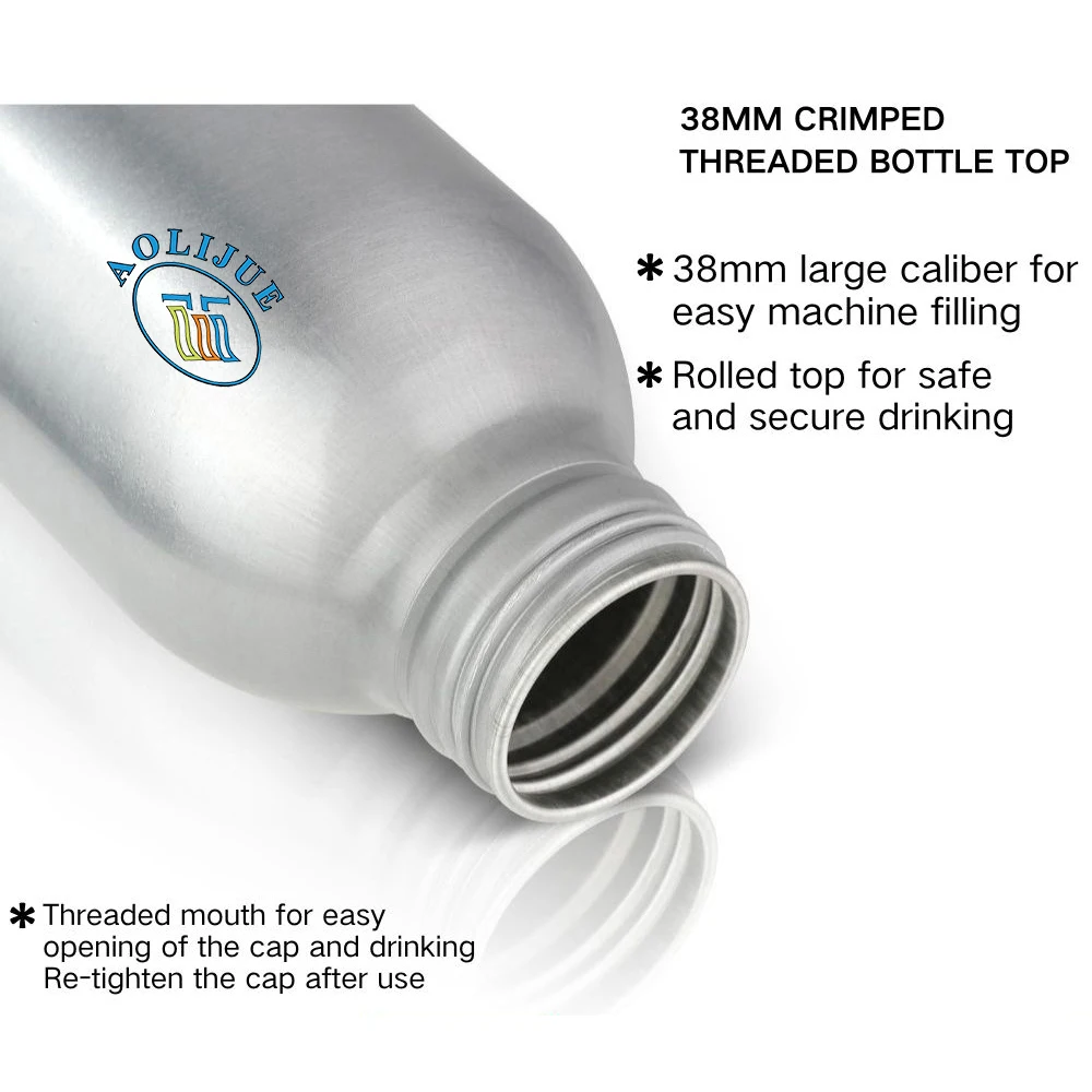 Recyclable Eco Friendly Round Leak Proof Aluminum Bottle 1l Beverage Screw Cap Empty Mineral Water Bottle 500ml