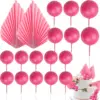 20 pcs pink foam ball paper fan set