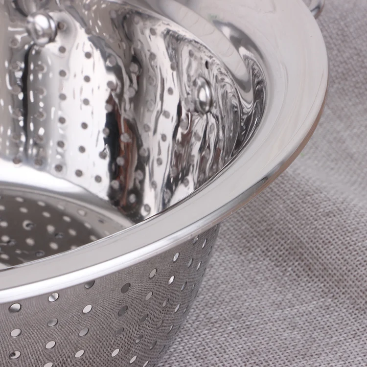 Stainless Steel Colander Kitchen Rice Strainer Pasta Basket Cooking Fruit Colander_4
