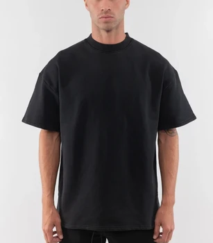 wholesale custom logo 300 gsm oversized black tshirt heavyweight mens t shirt 100% cotton heavy weight puff print t shirt