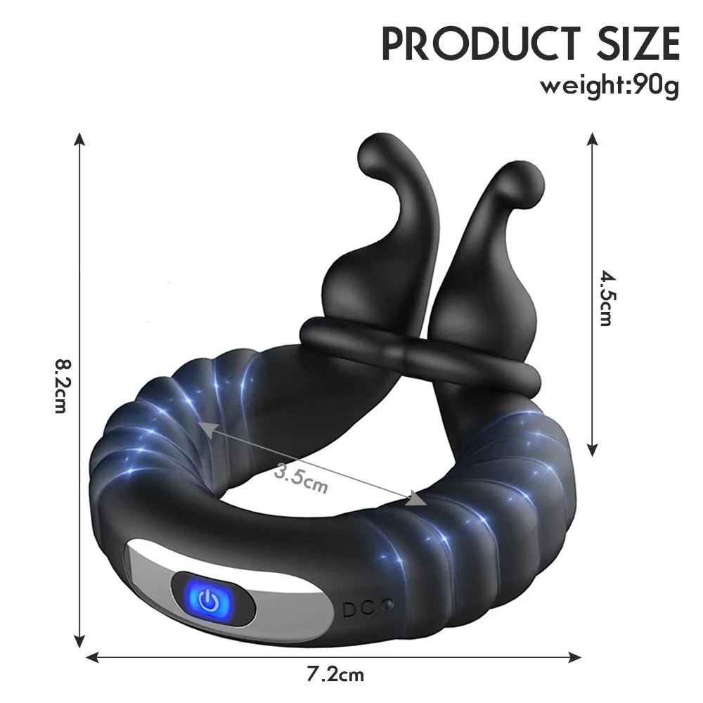 Cock Ring with 10 Vibration Modes Ring Vibrators with Testicles Vibration for /Perineum/Testicles Stimulation, Ring Stretchable
