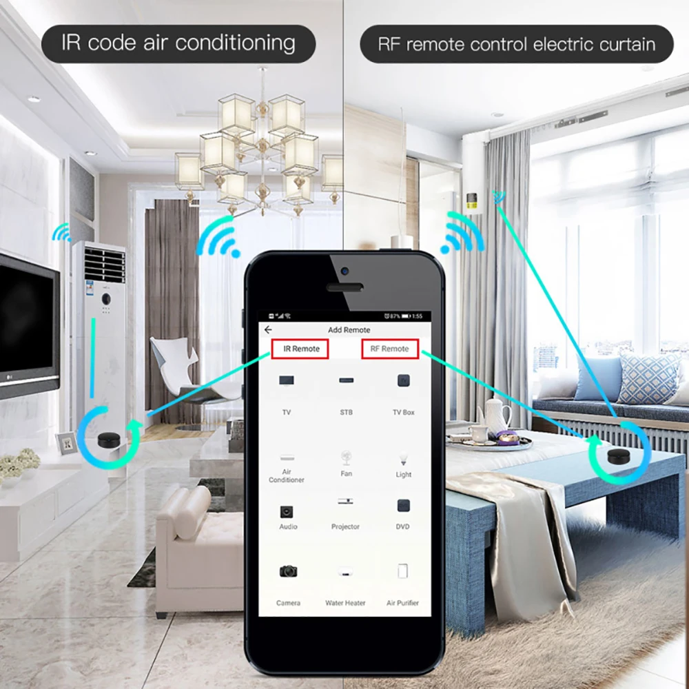 Tuya Remote Control Extender WiFi IR+RF 2 in 1 Universal Remote Control for TV STB