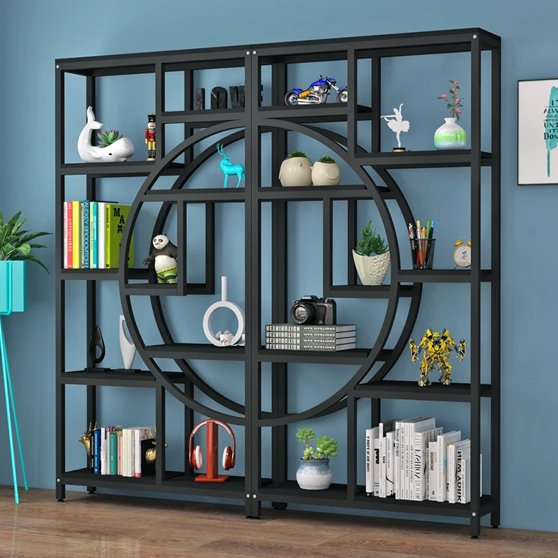 Living Room Storage Rack Book Shelf Office Home Display Rack Stand Metal Partition Room Divider
