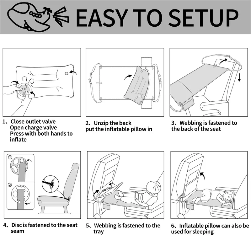 Airplane Seat Extender For Kids Inflatable Airplane Foot Rest Bed For