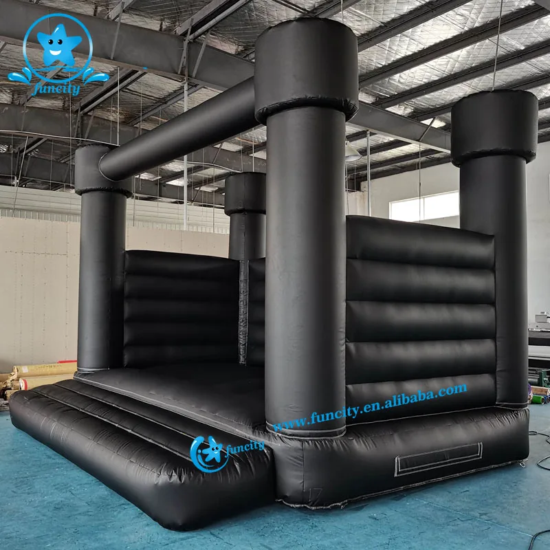 Black Color Inflatable Bouncy Castle White Inflatable Bounce House For ...