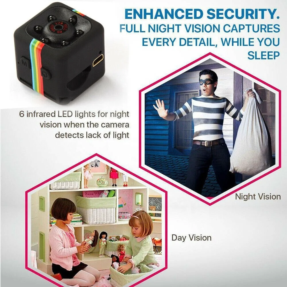 SQ11 SQ8 Mini Security Camera 1080P HD CMOS Sensor 150 Wide Angle Night Vision with MicroSD Support