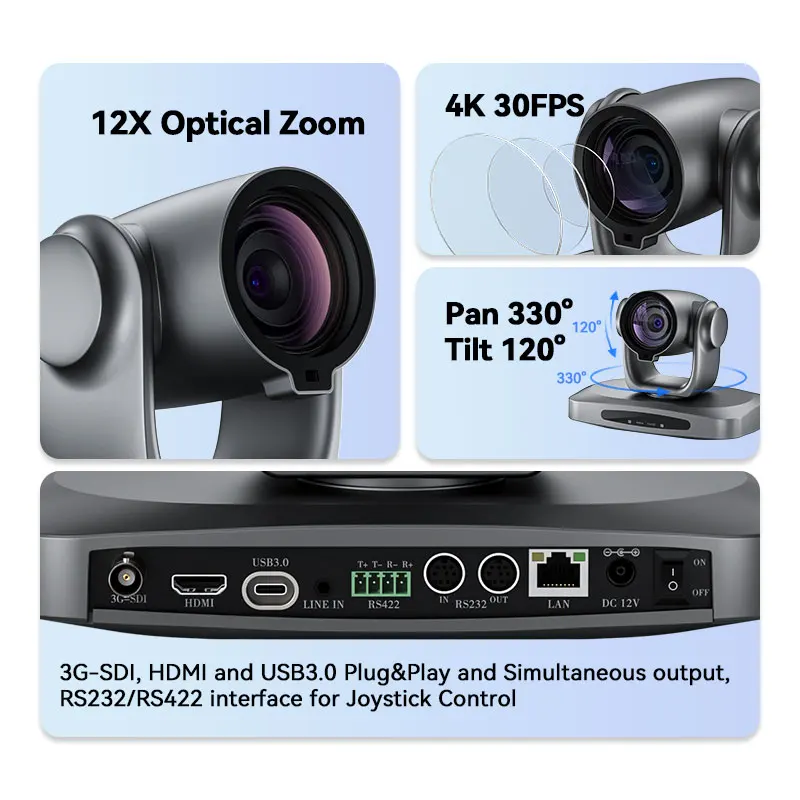 Oem 4k Auto Track Video Conference Camera USB/NDI/SDI/HDML 12x Optical ...