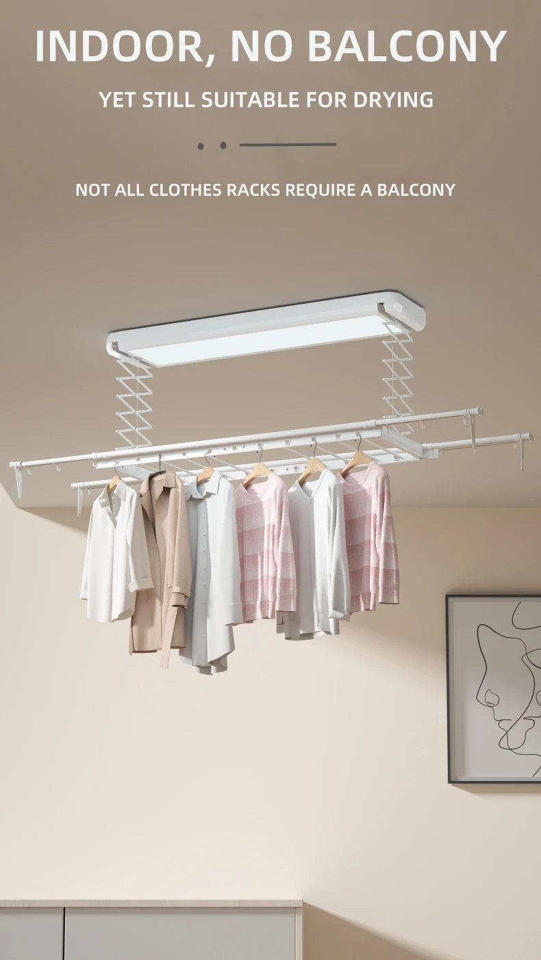 Electric Clothes Rack Full-automatic Intelligent Voice Wireless Remote ...