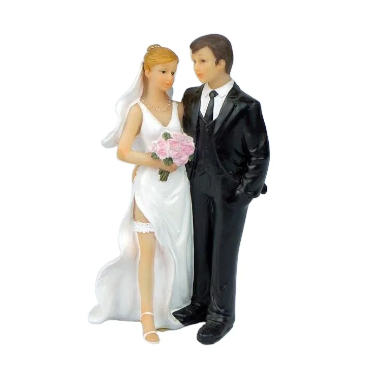 Matrimonio romantico sposa e sposo Toppers coppia Figurine matrimonio  divertente Cake Toppers bambole per la decorazione del bigné di nozze