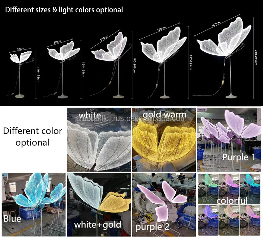 SMOOTH HOT Selling Static Design Led Butterfly for Wedding Events Party Aisle Way Decoration