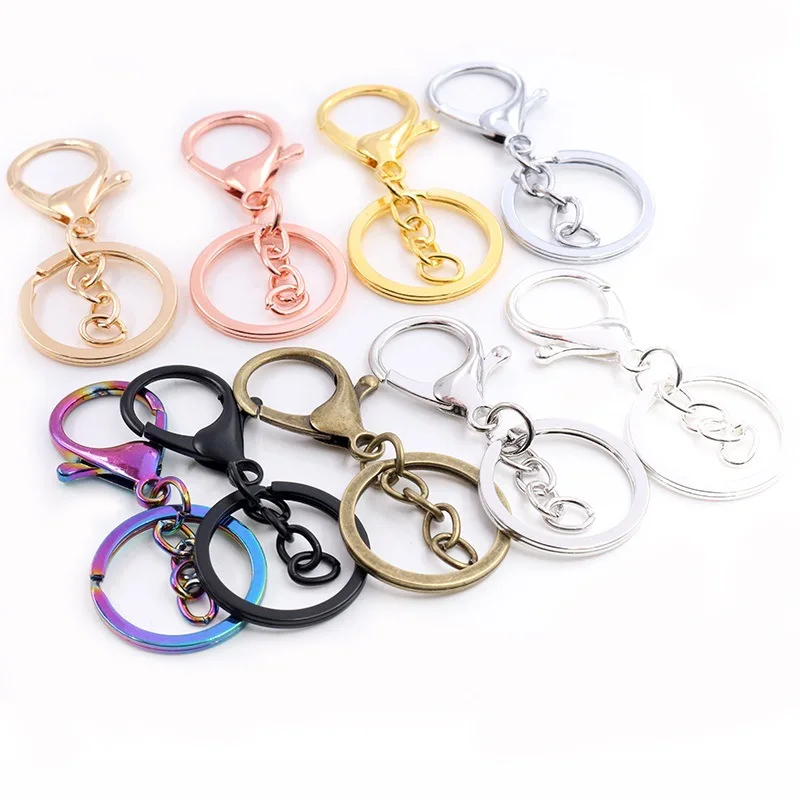 Promotional Rose Gold Metal Diy Split Key Ring With Chain Keychain Ring ...