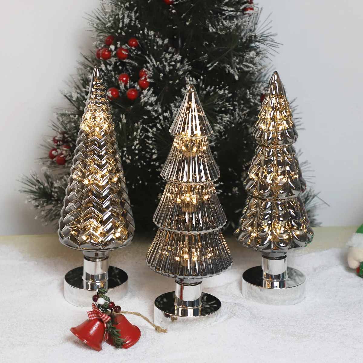 wholesale table top christmas tree led christmas tree made of glass art 3d treechristmas tree light warm white