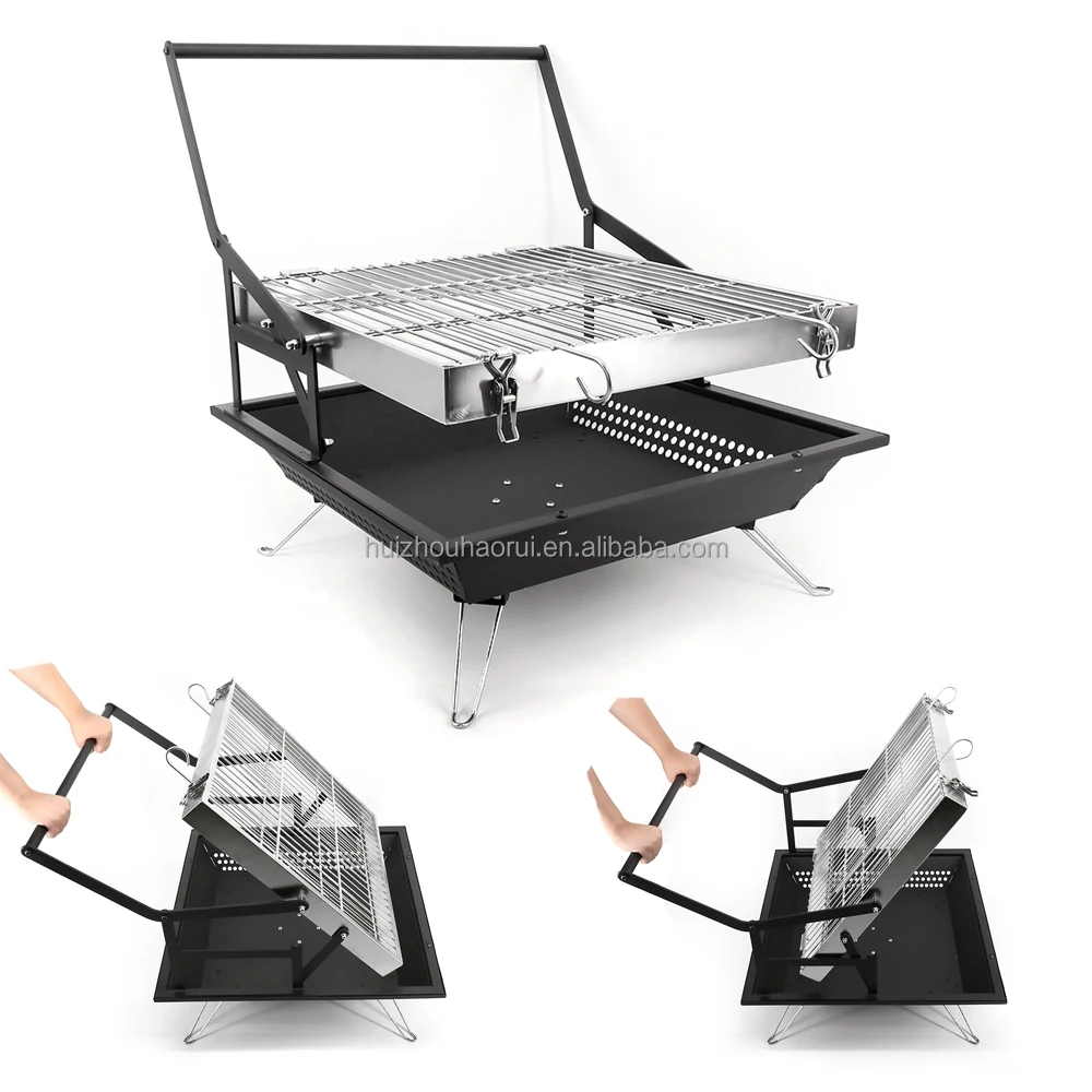 Outdoor Courtyard Camping Revolving Grid Rotatable Roaster Meat Grill Manual Flip Charcoal BBQ Rotary Grill
