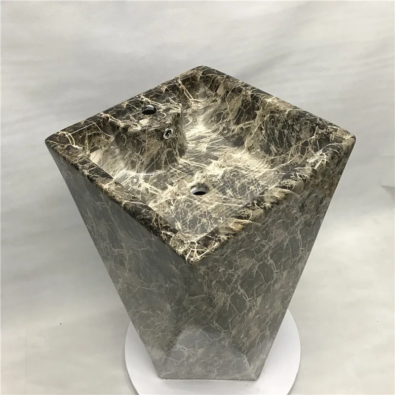 High Quality Marble Black Design Ceramic Bathroom Hand Wash Sink Pedestal Basins